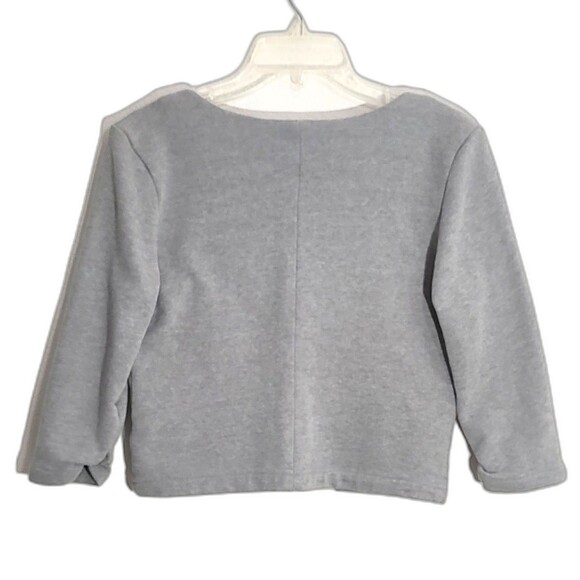 Tulle Anthropologie Gray Cropped Cardigan Jacket 3/4 Sleeve - Picture 3 of 9